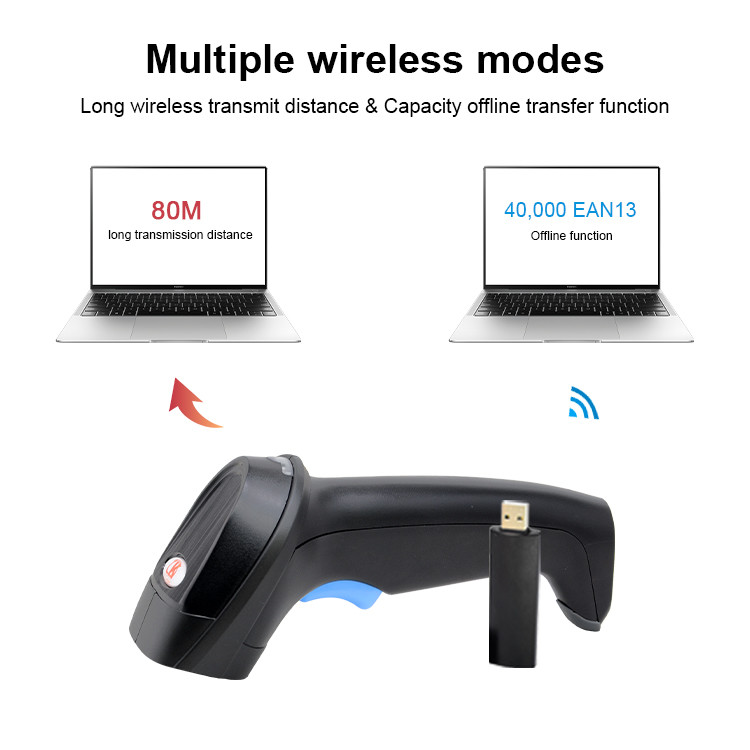 3 In 1 Connection Wireless Barcode Scanner 2.4GHz 1D Bar Code Laser Reader For Delivery