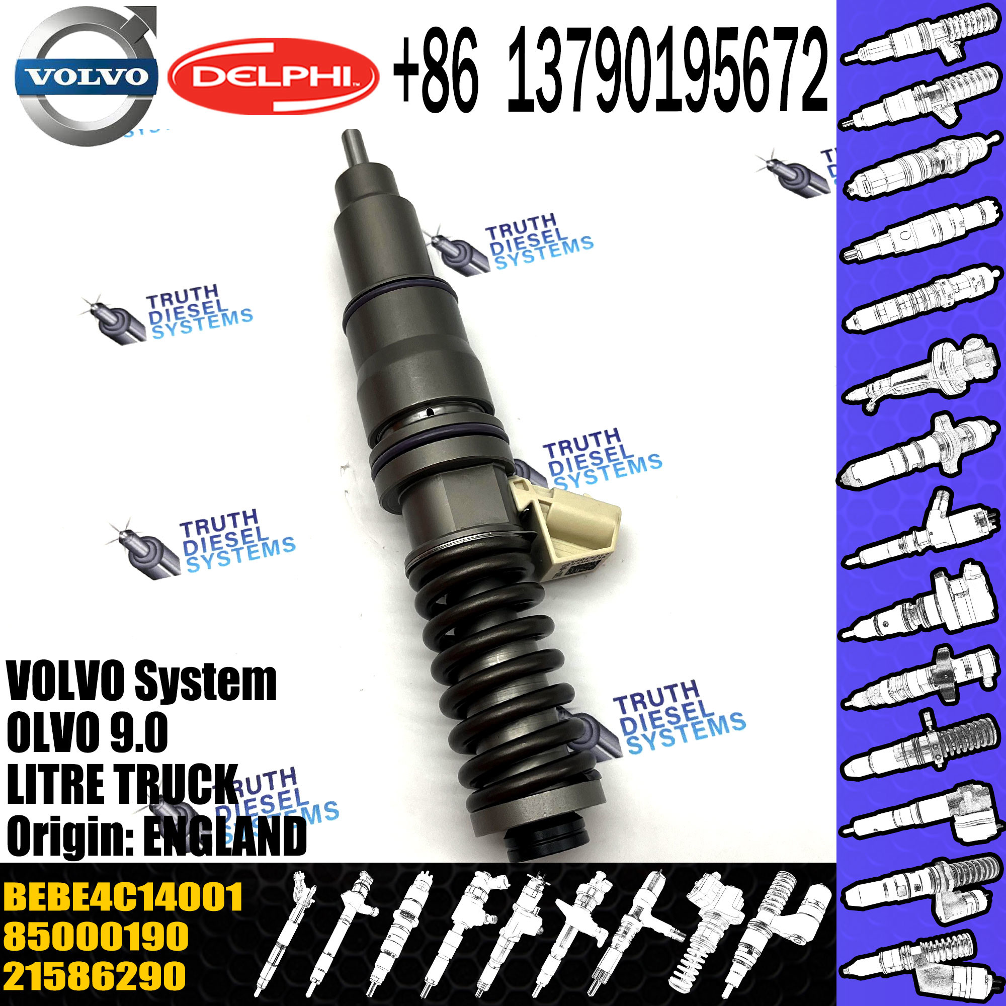Direct Sale Diesel Fuel Injector 21586290 3801441 BEBE4C14001 For VOL 9.0 LITRE TRUCK