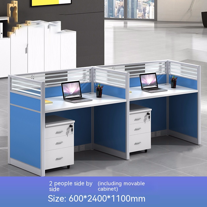 Modular and Customizable Office Furniture 4-Person Screen Workstation with Desk Space