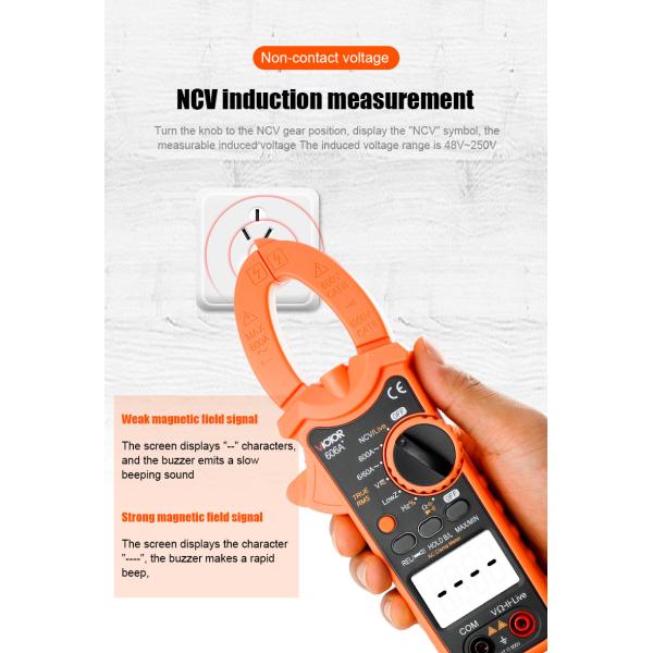 VICTOR Digital Clamp Meter 5999 Counts AC DC 600V 600A With Live NCV Flashlight