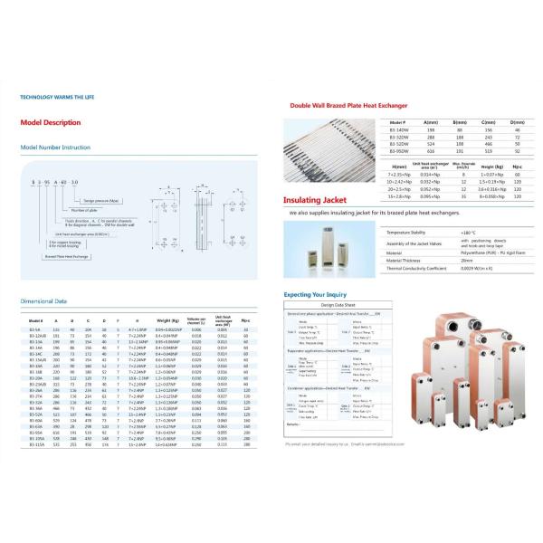 B3-012 Brazed plate heat exchanger for solar water heating system