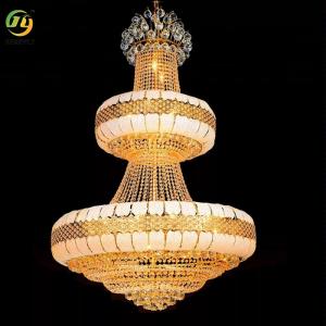 Wholesale LED Gold K9 Crystal Hanging Ceiling Light Modern Round Crystal Chandeliers from china suppliers