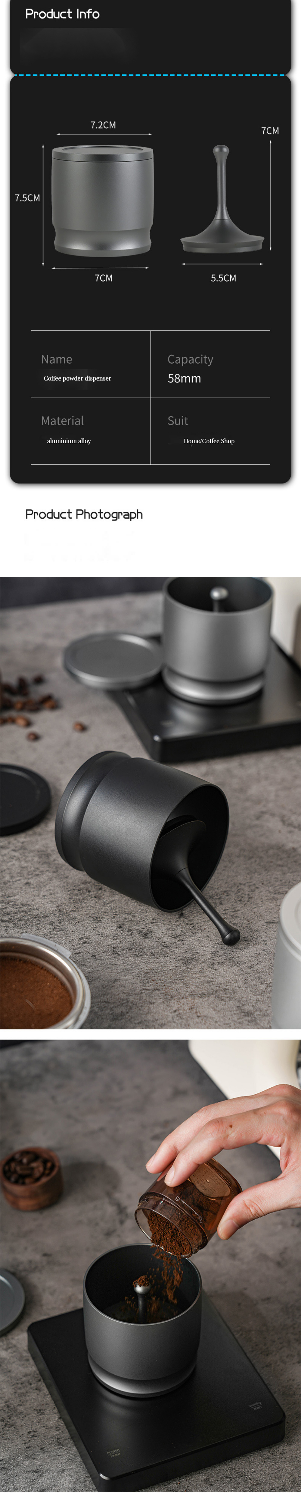 51/58mm Coffee Powder Device Ring for Stocked Aluminum Alloy Espresso Cup Funnel
