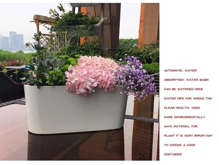 Metal Color Plastic Round Length 40cm Self Watering Houseplant Pots