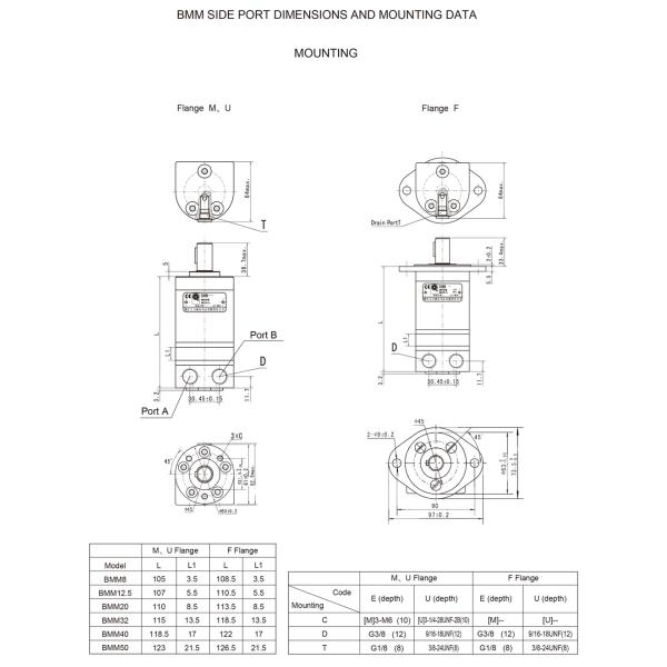 BMM Series Hydraulic Motor Small Low Speed Hydraulic Gerotor Motor