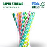 Custom biodegradable food grade 10mm millimeter colorful kraft paper straws for