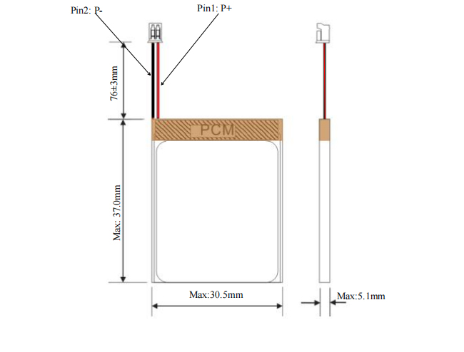 500mAh Lithium Polymer Battery 503035 3.7V LiPo Rechargeable Battery for Portable Electronics