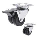 50mm Diameter Twin Locking Swivel Bolt Hole Hard Rubber Caster Wheels
