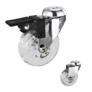 Wholesale 2 Inch PU Casters For Furniture Bolt Hole Head Soft Clear Castors Single Lock from china suppliers