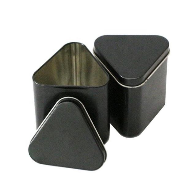 Wholesale Triangle Tin Box Black Metal Packaging Cans Custom Gift Tin Jar for