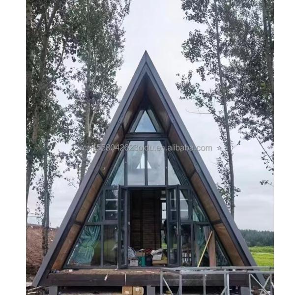 EU Hotel Modern Triangular Wooden House with A-Shaped Steel Structure Frame in 20ft or 40ft Length Options