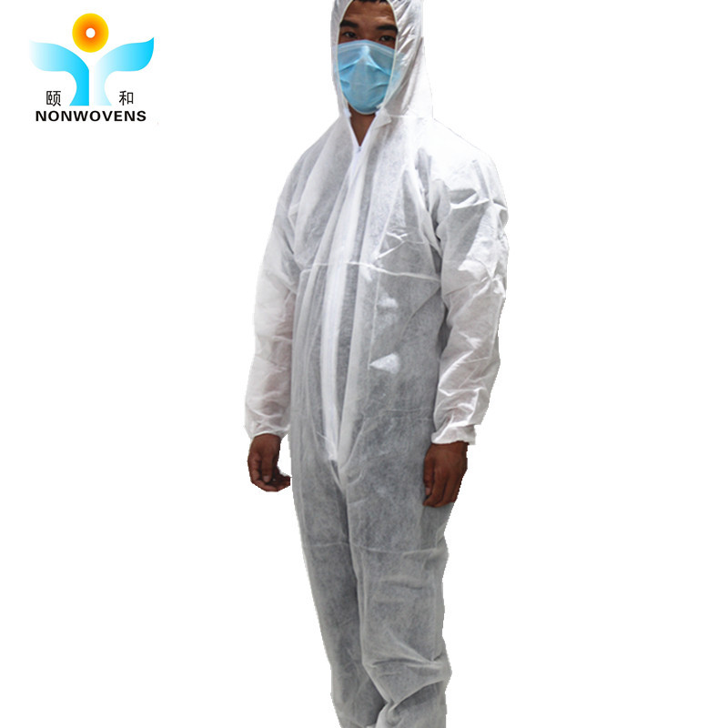 Antibacterial Disposable Protective Wear With Hood Liquid Repellent 30gsm 35gsm 40gsm