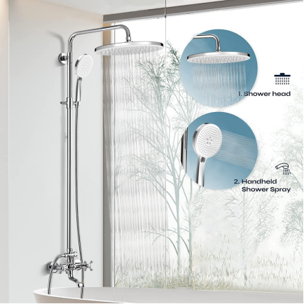 Polished 9 Inch Round Detachable Clean Big Top Three Function Spray Lotus Shower Head