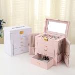 Travel Friendly Leather Jewelry Set Packaging Box Custom Logo For Rings And