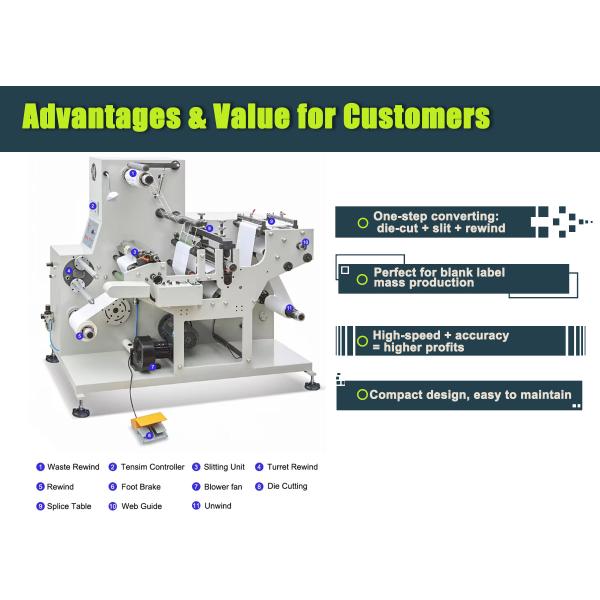 Rotary Die Cutting Machine for Self-Adhesive Labels - 70m/min Speed