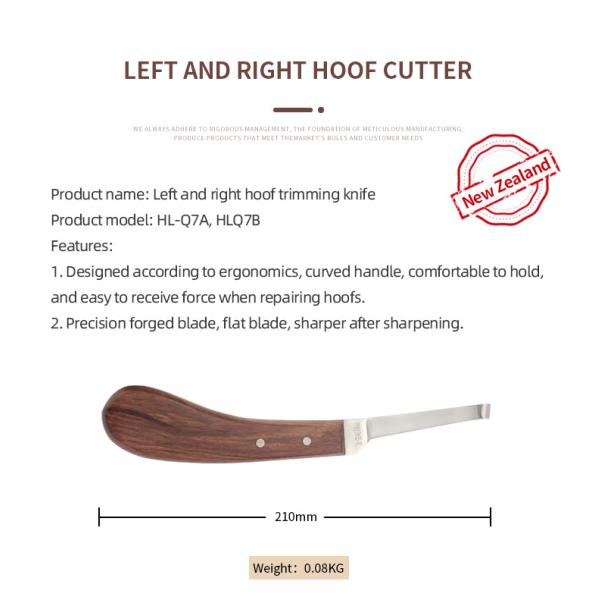 Professional Farrier Hoof Trimming Knife with Steel Blade and Wood Handle for Right Handed Advanced Techniques