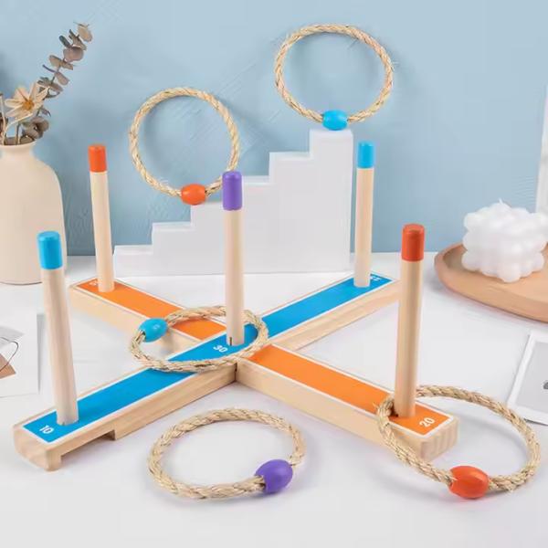 Wooden Yard Game Set - Fun Throwing Game for All Ages! Ideal Outdoor Ring Toss for Kids and Adults