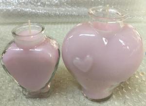Wholesale 100% paraffin pink glass scented candle with heart shape packed into gift box from china suppliers