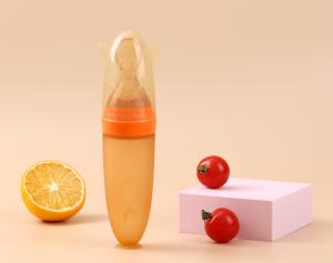 Wholesale Baby Product Baby Cereal Squeeze Feeding Spoon Silicone Baby Feeder Bottle With Spoon And Suction Cup Bottom from china suppliers