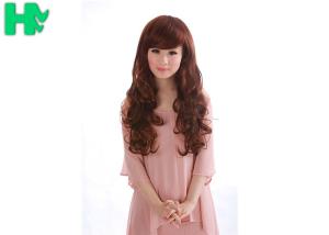 Wholesale Red Body Wave Left Side Part None Lace Long Synthetic Wigs / Heat Resistant Fiber Hair from china suppliers