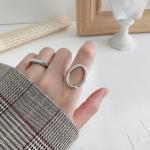 Lanciashow 925 Sterling Silver Jewelry Open Ring Simple Geometric Irregular