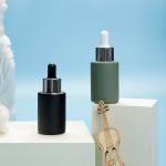 Green Painting 1oz Serum Dropper Bottles Glass Serum Bottles With Screw Cap