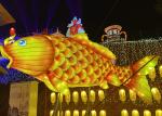 Handmade Fabric Chinese Lanterns Custom Golden Yellow Wine Lanterns Show Folk