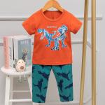 5% Spandex Short Sleeve Long Pants Children'S Pajamas Sets Cartoon Pj Set 100cm