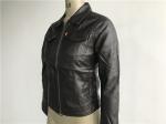 Levis Dark Brown Ladies' Pleather Biker Jacket With Plastic Zip Polo Collar