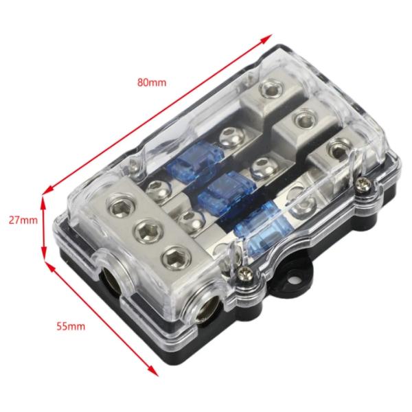 3Way Car Mini ANL Blade Fuse Holder Stereo Audio Power Distribution Block 60 Amp Fuse Holder Panel Mount