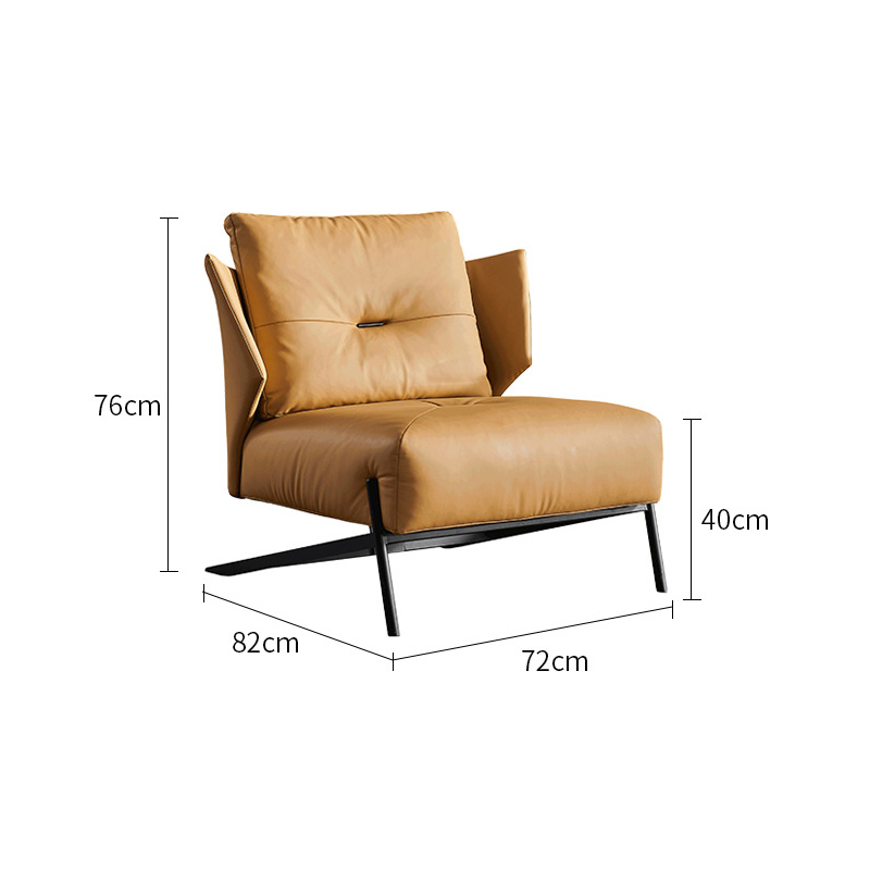 Coffee Shop Brown Leather Leisure Chairs With Black Legs