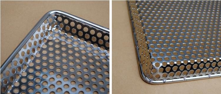 Food Grade 304 Stainless Steel Mesh Trays Flat Perforated Baking For Drying