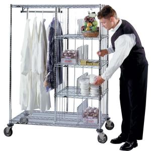 Wholesale Hospitality Garment Storage Shelves / Metal Shelving Unit With Wheels from china suppliers