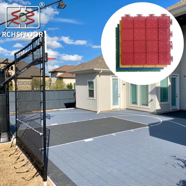 414g Outdoor Modular Sport Tiles Basketball Court Polypropylene Interlocking