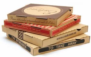 Wholesale Custom logo print 4cm E flute Pantoon color pizza box for packing, take away pizza box from china suppliers
