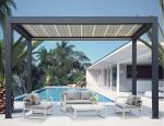 Telescopic Garden Aluminum Louvered Pergola 5.8m Bioclimatic 3000K Yellow