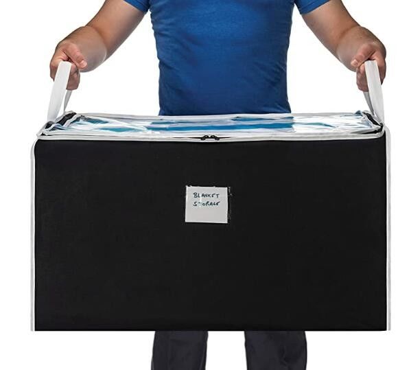Jumbo Storage Bag Organizer Large Capacity Storage Box with Reinforced Strap Handles, PP Non-Woven Material, Cl