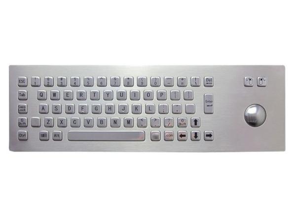 IP65 Industrial Wireless Multimedia Keyboard , Stainless Steel Trackball In