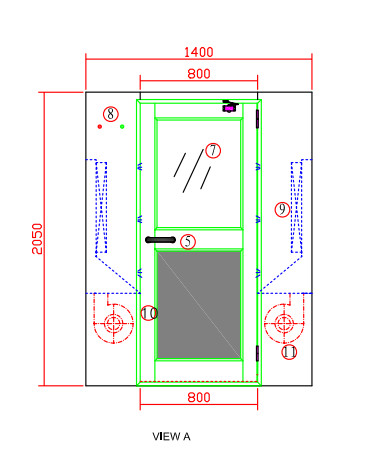 Customized 304 Stainless Steel Air Shower With Electric Locked For Dust Free Plant