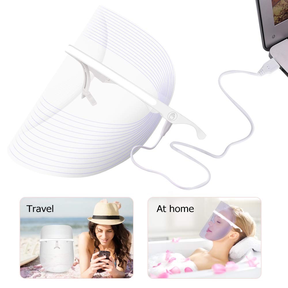 3 Color Portable LED Therapy Mask USB Rechargeable Salon Use