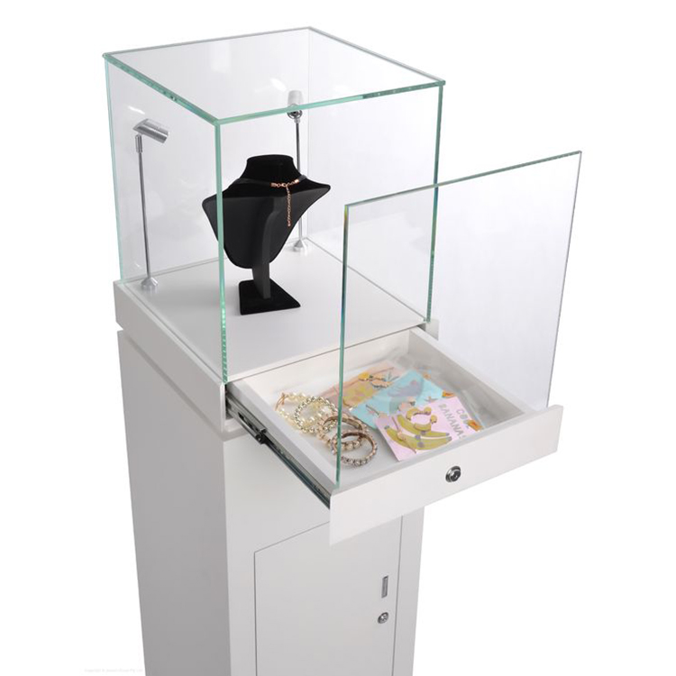 Wooden Point Of Purchase Pop Display Necklace Jewelry Display Stand With Lock