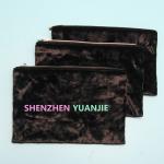 Black 8oz Canvas 12x16.5cm Soft Velvet Zipper Bag For Cosmetics