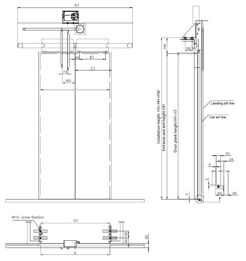 Elevator Door Mechanism For Mitsubishi Type