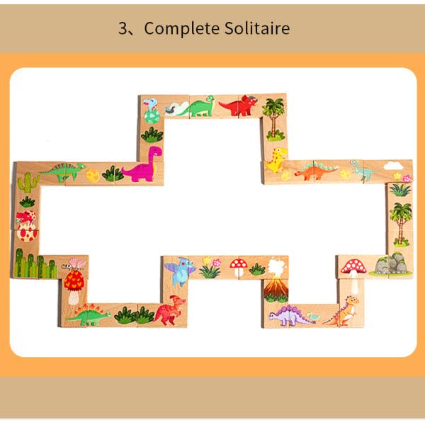 Children's Puzzle Toys Wooden Dinosaur Pairing Puzzle Domino Building Block Toys Game