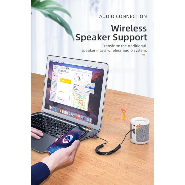 USB To 3.5mm Jack Car Audio Receiver Aux Adapter Handsfree Kit Bluetooth 5.0 BT Transmitter