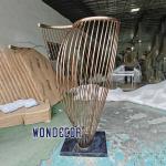 large-scale abstract outdoor square geometric metal art spiral circular tube