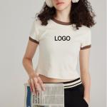 Custom Y2k Graphic Printed Streetwear Pink Baby Tee Ringer Crop Top T-shirt for