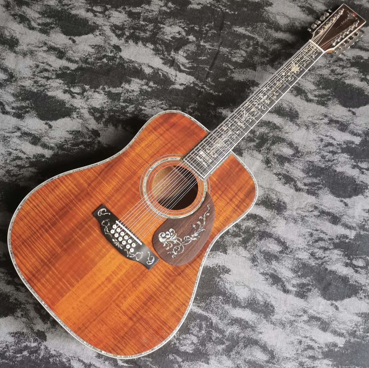 41 inch 12 strings full KOA wood D45 series glossy lacquer acoustic wood guitar