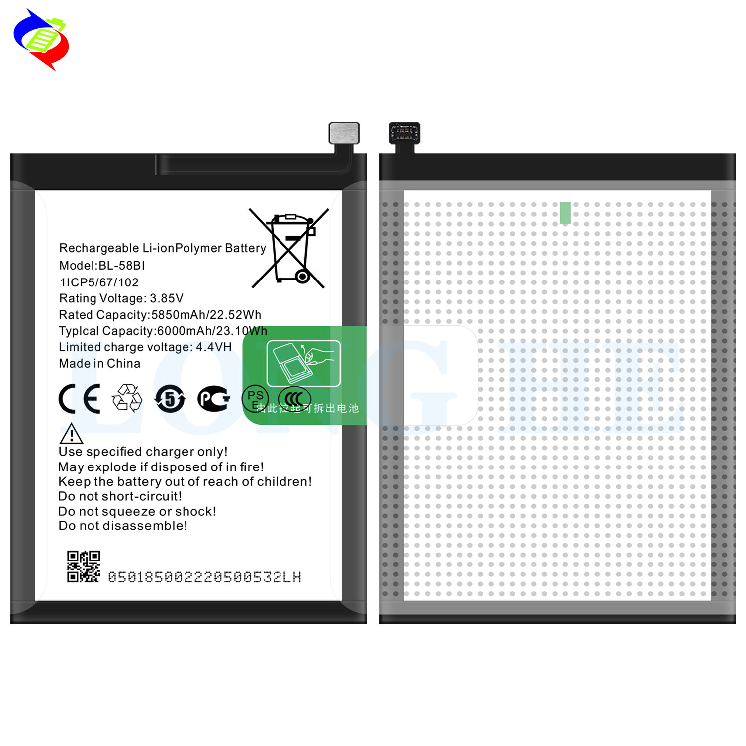 Silver AAA BL-58BI 3.7V 2100mAh Lithium Rechargeable Battery for itel Hot 9 Play