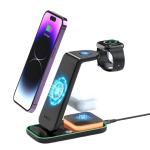 15W Night Light Charging Station Black 4 In 1 Charging Station Wireless Charger